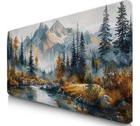 Gaming Mouse Pad Grey Desk Mat Large 60x40cm XXL Mouse Mat Mountain Long Computer Keyboard Mousepad with Slip Base Desk Pad Edge for Stable Grip on Smooth Surfaces, Water-Resistant Surface F0-495