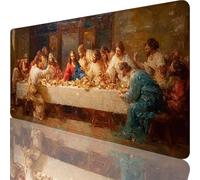 Gaming Mouse Pad Grey, Large Mouse Mat 800 x 400 x 4 mm with Stitched Edges Desk Mat The Last Supper, Extended XXL Mousepad Non Slip Rubber Base, Office Accessories for Desk Keyboard Decor l-4739