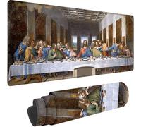 Gaming Mouse Pad Grey, Large Mouse Mat 900x300x3 mm with Stitched Edges Desk Mat The Last Supper, Extended XXL Mousepad with Non Slip Rubber Base Desk Pad for Home Office Decor, Gifts for Men D-3