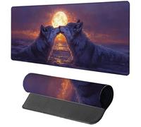 Gaming Mouse Pad Grey Mouse Mat 1000x500x3mm, Wolf Mousemat with Stitched Edge Design, Waterproof Surface XXL Extended Desk Pad Large for Office and Home PC Gaming Desk Accessories, Gifts 3-2415