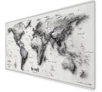 Gaming Mouse Pad Grey Mouse Mat Large XXL 80 x 40cm World Map Desk Mat Large, Waterproof, Non-Slip, Improved Precision and Speed, PC, Computer, Home Office Gaming Desk Accessories for Men wxl1-176