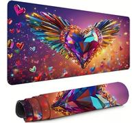 Gaming Mouse Pad Heart-Shaped Extended Mouse Mat 900x400x3mm Non-Slip Desk Mat Large, Soft Smooth Surface, Keyboard Pad Wing Improved Precision and Speed for Home Office, Gifts for PC Gamers xg-437