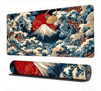 Gaming Mouse Pad Japanese Ocean Waves Mouse Mat 35.4x15.7in Desk Mat Large Extended XXL Mousepad with Stitched Edges and Anti Slip Rubber Base Desk Accessories for Women Esport Computer Gaming,Model51