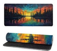 Gaming Mouse Pad Landscape, Mouse Mat large Forest 800x300x3mm Extended Desk Mat LargeKeyboard Pad and Desk Accessories, Water-Resistant Surface and Non-Slip Mousemat for Home Office Decor MM-565