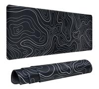 Gaming Mouse Pad Large 31.5 x 11.8in Topographic Keyboard Pad Mouse Pad for Non-Slip Base and Stitched Edge, Extended Desk Pad XL Keyboard Desk Mat (Black)