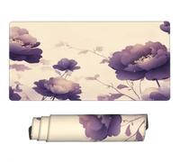 Gaming Mouse Pad Large Beige Mouse Mat Extended XXL Mousepad 47.2 x 23.6 x 0.12 inch, Computer Keyboard Mat Washable Desk Pad Anti Slip and Waterproof for Gaming Office (Purple Flowers) -MP417