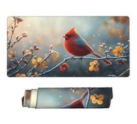 Gaming Mouse Pad Large Bird Mouse Mat Extended XXL Mousepad 23.6 x 11.8 x 0.12 inch, Computer Keyboard Mat Washable Desk Pad Anti Slip and Waterproof for Gaming Office (Yellow Flower) -MP1123