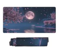 Gaming Mouse Pad Large Cherry Blossom Mouse Mat Extended XXL Mousepad 39.4 x 19.7 x 0.12 inch, Computer Keyboard Mat Washable Desk Pad Anti Slip and Waterproof for Gaming Office (Full Moon) -MP1245