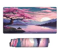 Gaming Mouse Pad Large Cherry Blossom Mouse Mat Extended XXL Mousepad 39.4 x 19.7 x 0.12 inch, Computer Keyboard Mat Washable Desk Pad Anti Slip and Waterproof for Gaming Office (Lake) -MP1467