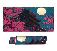 Gaming Mouse Pad Large Cherry Blossom Under the Full Moon Mouse Mat Extended XXL Mousepad 39.4 x 19.7 x 0.12 inch, Computer Keyboard Mat Washable Desk Pad Anti Slip and Waterproof (Tower) -MP943