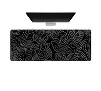 Gaming Mouse Pad Large Desk Mat Extended Keyboard Mouse Pad Mousepad with Non-Slip Base and Stitched Edge Desk Pad Mouse Pads for Desk Home Office Gaming Black Topographic