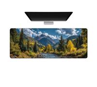 Gaming Mouse Pad Large Desk Mat Extended Keyboard Mouse Pad Mousepad with Non-Slip Base and Stitched Edge Desk Pad Mouse Pads for Desk Home Office Gaming Highland Lake