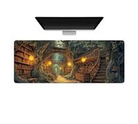 Gaming Mouse Pad Large Desk Mat Extended Keyboard Mouse Pad Mousepad with Non-Slip Base and Stitched Edge Desk Pad Mouse Pads for Desk Home Office Gaming Libary