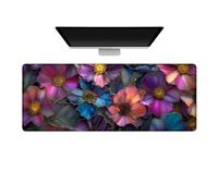 Gaming Mouse Pad Large Desk Mat Extended Keyboard Mouse Pad Mousepad with Non-Slip Base and Stitched Edge Desk Pad Mouse Pads for Desk Home Office Gaming Delicate Floral