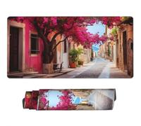 Gaming Mouse Pad Large Flower Town Mouse Mat Extended XXL Mousepad 47.2 x 23.6 x 0.12 inch, Computer Keyboard Mat Washable Desk Pad Anti Slip and Waterproof for Gaming Office (Landscape) -MP1297