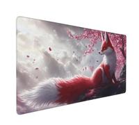 Gaming Mouse Pad Large Fox Mouse Mat Extended XXL Mousepad 47.2 x 23.6 x 0.12 inch, Computer Keyboard Mat Washable Desk Pad Anti Slip and Waterproof for Office Desk Accessories (Pink Flower) -MP1031