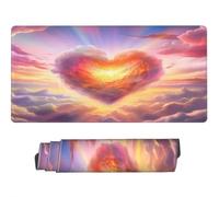 Gaming Mouse Pad Large Heart Mouse Mat Extended XXL Mousepad 31.5 x 15.7 x 0.12 inch, Computer Keyboard Mat Washable Desk Pad Anti Slip and Waterproof for Gaming Office (Fantasy Clouds) -MP1531