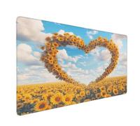Gaming Mouse Pad Large Heart Shaped Sunflower Mouse Mat Extended XXL Mousepad 31.5 x 15.7 x 0.12 inch, Computer Keyboard Mat Anti Slip Desk Pad for Gaming Office Desk Accessories (Blue Sky) -MP1541
