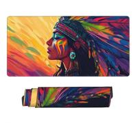 Gaming Mouse Pad Large Indian Woman Mouse Mat Extended XXL Mousepad 47.2 x 23.6 x 0.12 inch, Computer Keyboard Mat Washable Desk Pad Anti Slip and Waterproof for Gaming Office (Ethnic Style) -MP1195