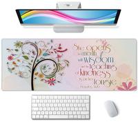 Gaming Mouse Pad Large, Keyboard Mouse Mat Desk Pad, Non-Slip Rubber Base with Stitched Edges Mousepad, 31.5X11.8 inch Inspirational Christian Bible Verse Proberbs Quotes