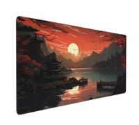 Gaming Mouse Pad Large Landscape Mouse Mat Extended XXL Mousepad 47.2 x 23.6 x 0.12 inch, Computer Keyboard Mat Anti Slip Desk Pad for Gaming Office Desk Accessories (Mountains Full Moon) -MP947