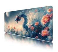 Gaming Mouse Pad, Large Mouse Mat 1000x500mm, Animal Desk Mat with Non-Slip Rubber Base & Waterproof, Dragon Gaming Mousepad XXL Smooth Surface with Stitched Edges, for Office Desk Accessories, O-12