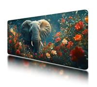 Gaming Mouse Pad, Large Mouse Mat 1000x500mm, Animal Desk Mat with Non-Slip Rubber Base & Waterproof, Elephant Gaming Mousepad XXL Smooth Surface with Stitched Edges, for Office Desk Accessories, -244