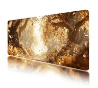 Gaming Mouse Pad, Large Mouse Mat 1000x500mm, Autumn Desk Mat with Non-Slip Rubber Base & Waterproof, Brown Gaming Mousepad XXL Smooth Surface with Stitched Edges, for Office Desk Accessories, O-90