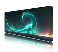 Gaming Mouse Pad, Large Mouse Mat 1000x500mm, Green Desk Mat with Non-Slip Rubber Base & Waterproof, Dragon Gaming Mousepad XXL Smooth Surface with Stitched Edges, for Office Desk Accessories, O-26
