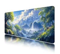 Gaming Mouse Pad, Large Mouse Mat 1000x500mm, Landscape Desk Mat with Non-Slip Rubber Base & Waterproof, Green Gaming Mousepad XXL Smooth Surface with Stitched Edges, for Office Desk Accessories, -516