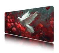 Gaming Mouse Pad, Large Mouse Mat 1000x500mm, Red Desk Mat with Non-Slip Rubber Base & Waterproof, Pigeon Gaming Mousepad XXL Smooth Surface with Stitched Edges, for Office Desk Accessories, -238