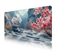 Gaming Mouse Pad, Large Mouse Mat 1000x500mm, Zen Desk Mat with Non-Slip Rubber Base & Waterproof, Orchid Gaming Mousepad XXL Smooth Surface with Stitched Edges, Home and Office Desk Accessories, O-86