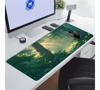 Gaming Mouse Pad, Large Mouse Mat 1000x500x3 mm, Extended Big Desk Pad, with Anti-Slip Rubber Base and Stitched Edges Mousepad XXLfor Gamer, Office & Home (Green Jungle Sunshine)