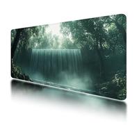 Gaming Mouse Pad, Large Mouse Mat 1200x600mm, Green Desk Mat with Non-Slip Rubber Base & Waterproof, Fall Gaming Mousepad XXL Smooth Surface with Stitched Edges, Home and Office Desk Accessories, -826