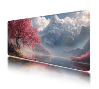 Gaming Mouse Pad, Large Mouse Mat 1200x600mm, Landscape Desk Mat with Non-Slip Rubber Base & Waterproof, Cherry Blossom Gaming Mousepad XXL Smooth Surface with Stitched Edges, Office Accessories, R-14