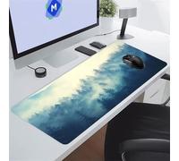 Gaming Mouse Pad Large Mouse Mat 35.4x11.8x0.08 inch XXL Extended Desk Pad, Big Keyboard Mousepad, with Non-Slip Base and Stitched Edge for Work Gaming (Misty Jungle Nature)