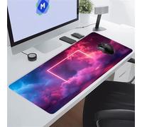 Gaming Mouse Pad Large Mouse Mat 35.4x15.7x0.08 inch XXL Extended Desk Pad, Big Keyboard Mousepad, with Non-Slip Base and Stitched Edge for Work Gaming (Blue Pink Smoke)