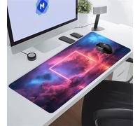 Gaming Mouse Pad Large Mouse Mat 47.2x23.6x0.08 inch XXL Extended Desk Pad, Big Keyboard Mousepad, with Non-Slip Base and Stitched Edge for Work Gaming (Pink Blue Smoke)