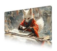 Gaming Mouse Pad, Large Mouse Mat 800x300mm, Anime Desk Mat with Non-Slip Rubber Base & Waterproof, Fox Gaming Mousepad XXL Smooth Surface with Stitched Edges, Home and Office Desk Accessories, -694