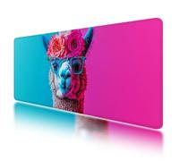 Gaming Mouse Pad, Large Mouse Mat 800x300mm, Blue Desk Mat with Non-Slip Rubber Base & Waterproof, Pink Gaming Mousepad XXL Smooth Surface with Stitched Edges, Home and Office Desk Accessories, W-70
