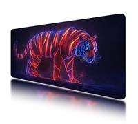 Gaming Mouse Pad, Large Mouse Mat 800x300mm, Tiger Desk Mat with Non-Slip Rubber Base & Waterproof, Cyberpunk Gaming Mousepad XXL Smooth Surface with Stitched Edges, for Office Desk Accessories, O-20