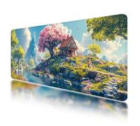 Gaming Mouse Pad, Large Mouse Mat 800x400mm, Fantasy Desk Mat with Non-Slip Rubber Base & Waterproof, Cherry Blossom Gaming Mousepad XXL Smooth Surface with Stitched Edges, Office Accessories, -724