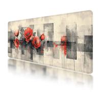Gaming Mouse Pad, Large Mouse Mat 800x400mm, Grey Desk Mat with Non-Slip Rubber Base & Waterproof, Flower Gaming Mousepad XXL Smooth Surface with Stitched Edges, Home and Office Desk Accessories, O-70