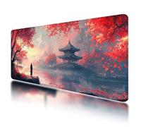 Gaming Mouse Pad, Large Mouse Mat 800x400mm, Japan Desk Mat with Non-Slip Rubber Base & Waterproof, Autumn Gaming Mousepad XXL Smooth Surface with Stitched Edges, for Office Desk Accessories, O-92