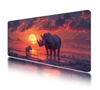 Gaming Mouse Pad, Large Mouse Mat 800x400mm, Rhino Desk Mat with Non-Slip Rubber Base & Waterproof, Landscape Gaming Mousepad XXL Smooth Surface with Stitched Edges, for Office Desk Accessories, O-40