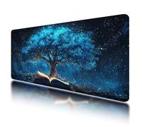 Gaming Mouse Pad, Large Mouse Mat 900x400mm, Blue Desk Mat with Non-Slip Rubber Base & Waterproof, Magic Gaming Mousepad XXL Smooth Surface with Stitched Edges, Home and Office Desk Accessories, P-20