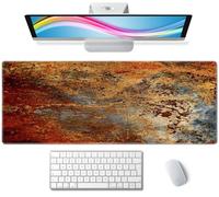 Gaming Mouse Pad, Large Mouse Pads for Desk, Non-Slip Rubber Base Mousepad, Keyboard Mouse Mat Desk Pad with Stitched Edges, 31.5x11.8 inch Brown Rust Colorful Metal Rusty Pattern