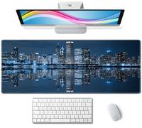Gaming Mouse Pad, Large Mouse Pads for Desk, Non-Slip Rubber Base Mousepad, Keyboard Mouse Mat, Desk Pad with Stitched Edges, 31.5x11.8inch, Chicago Skyline