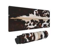 Gaming Mouse Pad, Large Non-Slip Rubber Base Mousepad, Keyboard Mouse Mat, Desk Pad with Stitched Edges, 31.5x11.8inch, Brown Cowhide