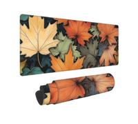 Gaming Mouse Pad, Large Non-Slip Rubber Base Mousepad, Keyboard Mouse Mat, Desk Pad with Stitched Edges, 31.5x11.8inch, Autumn Leaves